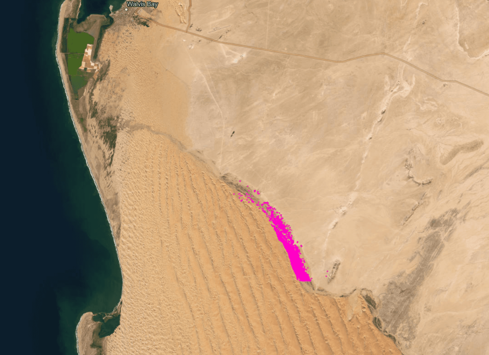 Satellite image with extent shown