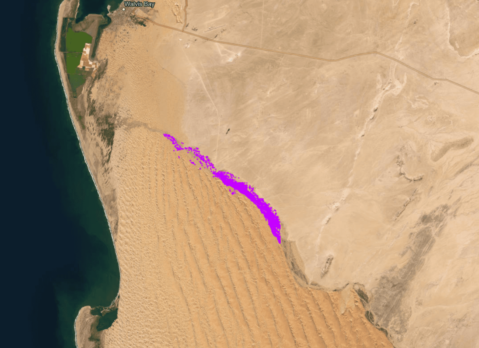 Satellite image with extent shown