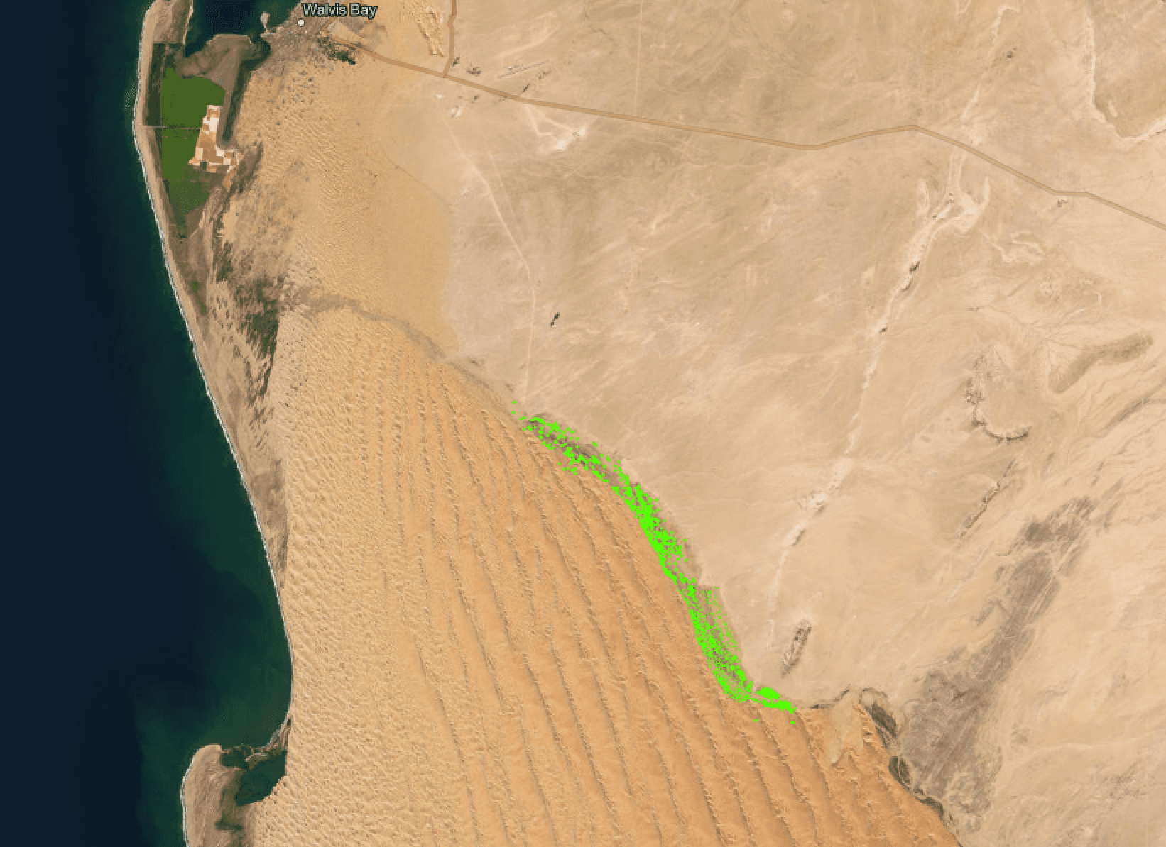 Satellite image with extent shown