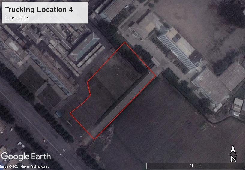 Overhead imagery of a trucking location in Hamhung North Korea before development.