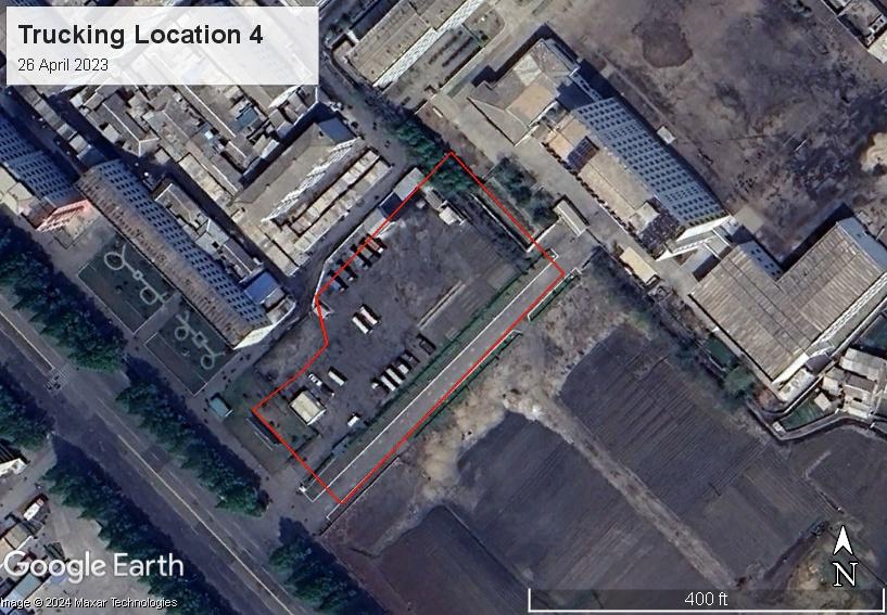 Overhead imagery of a trucking location in Hamhung North Korea after development.