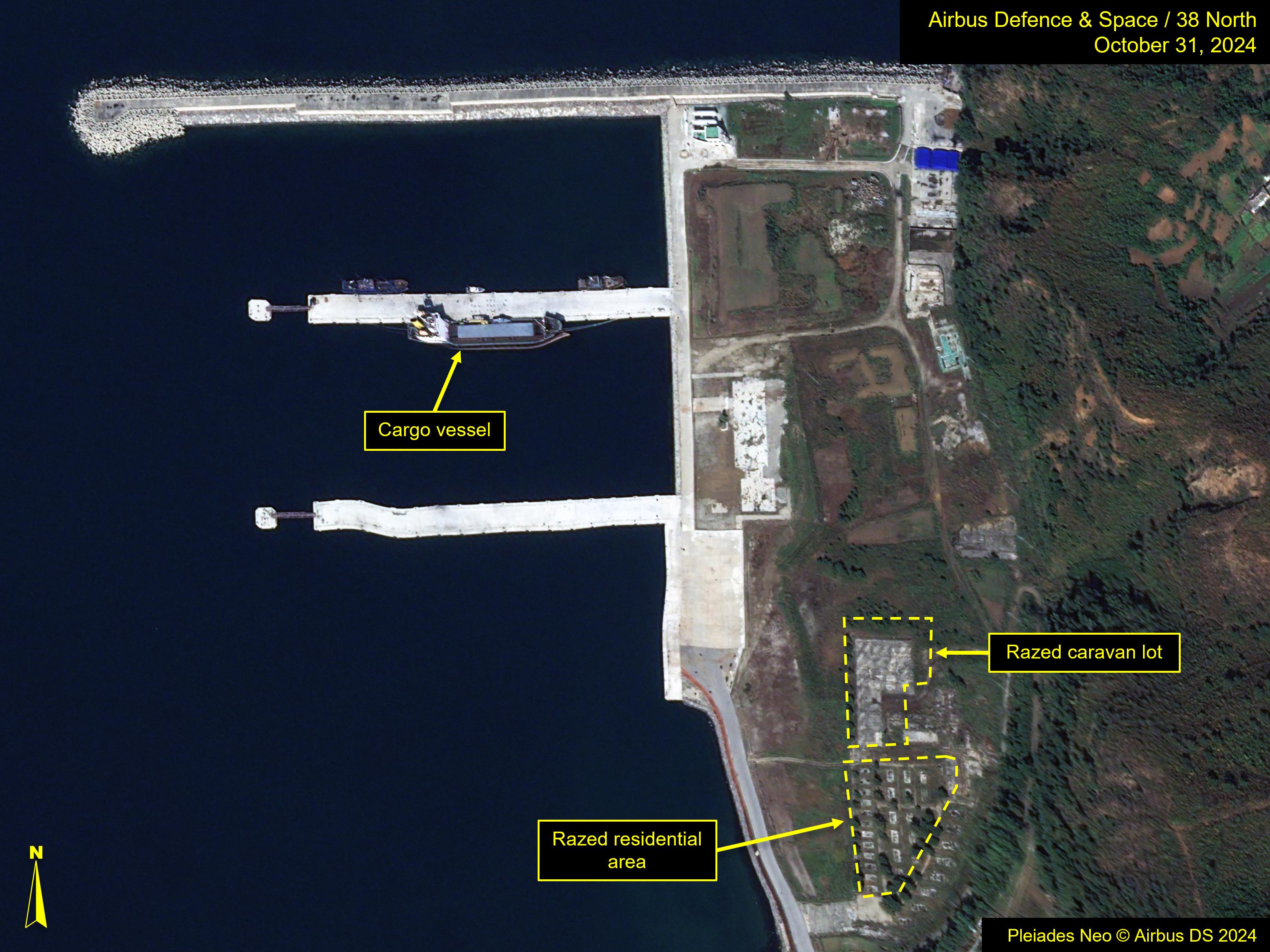 Figure 1. No construction activity observed at former site of Haegumgang Hotel on imagery from October 31, 2024.