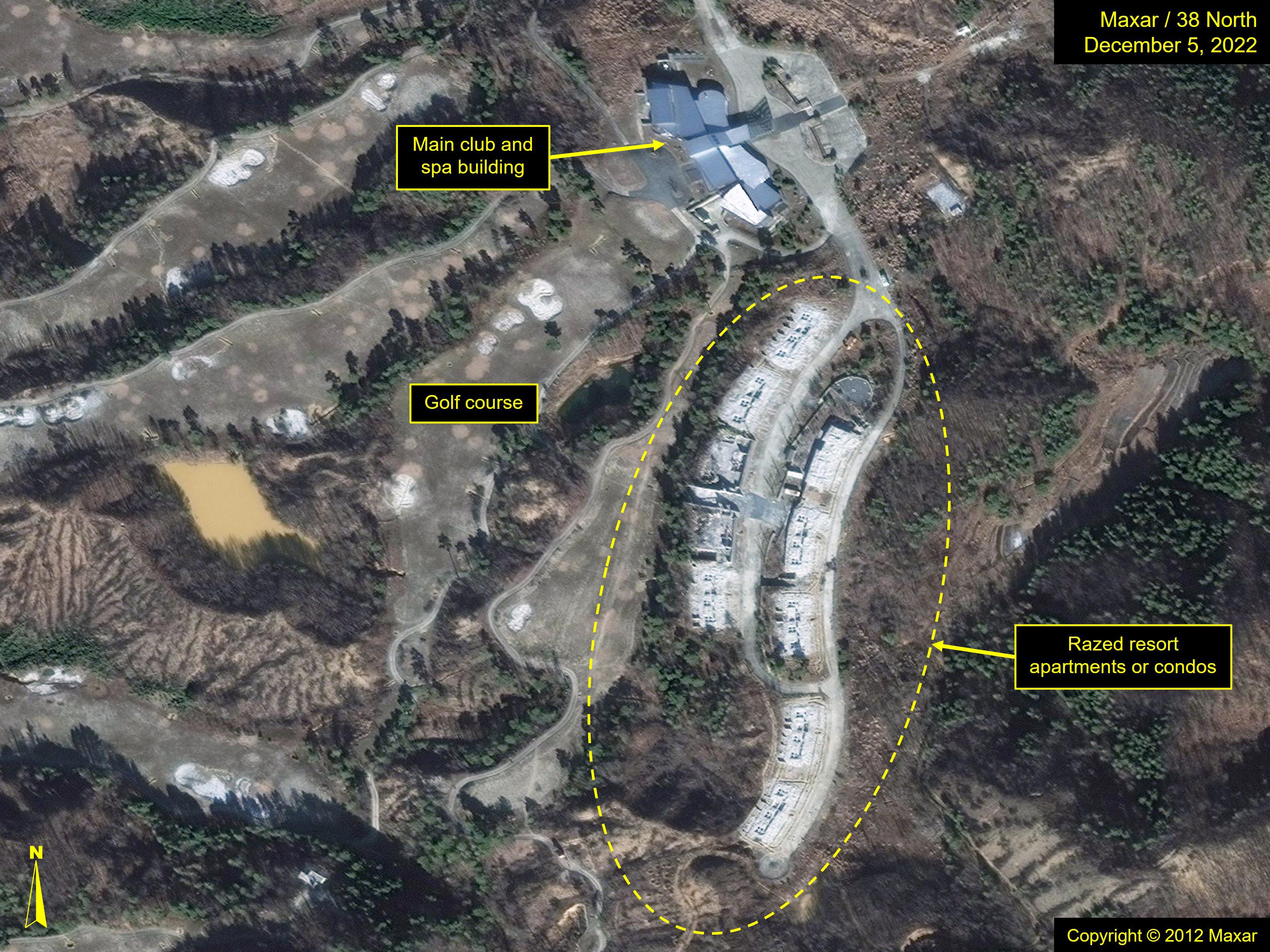 Figure 7. Razed apartment or condo buildings observed on imagery from late 2022. The main club and spa building remains in tact.