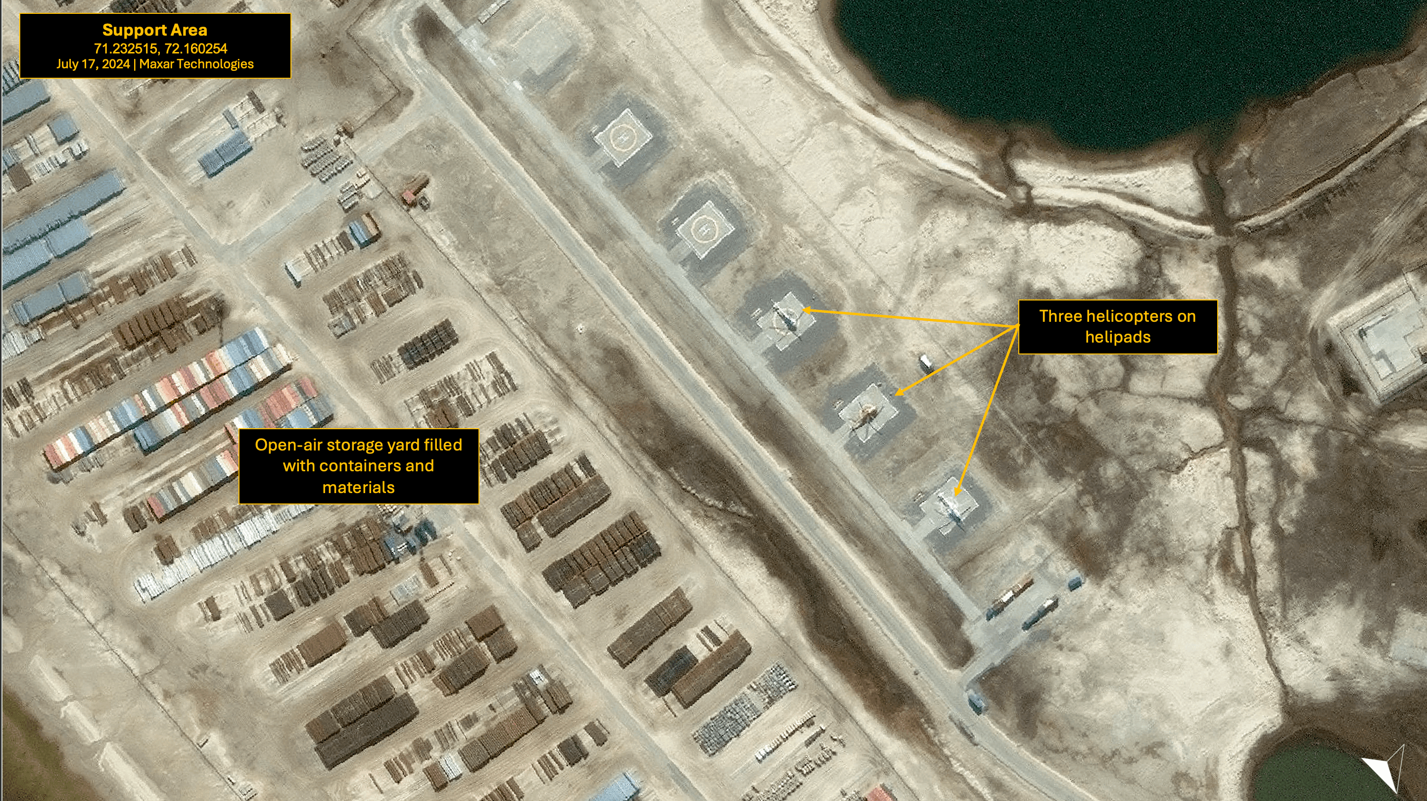 Close-up view of the support area southeast of the Yamal LNG Facility