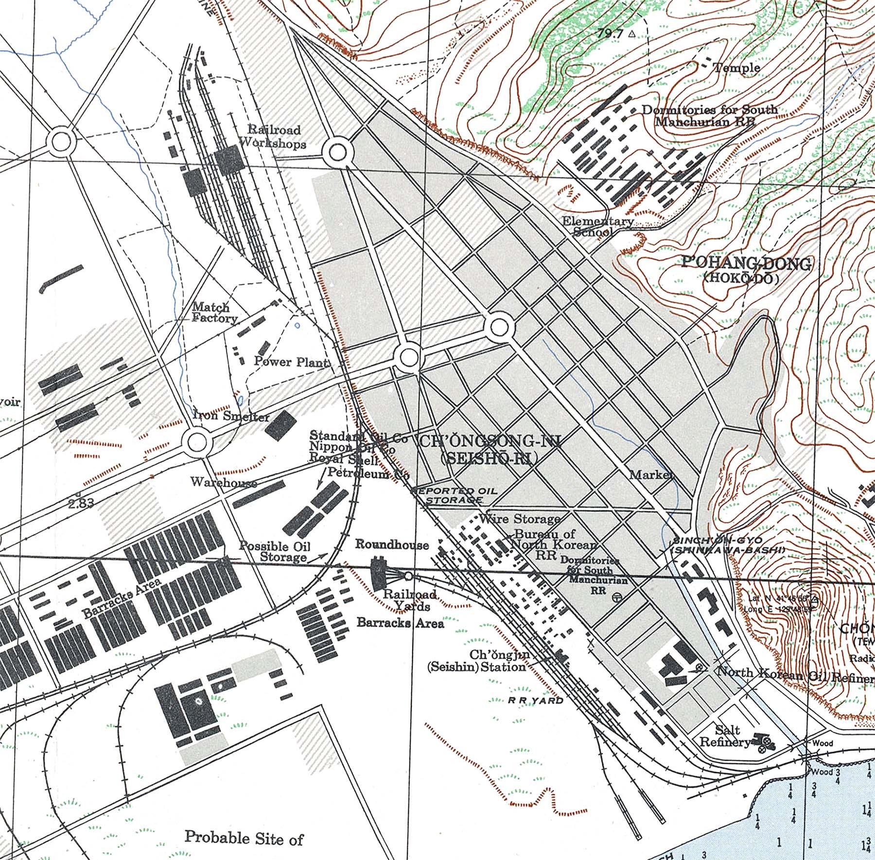 Map Chongjin Railroad Workshops 1946 (US Army)