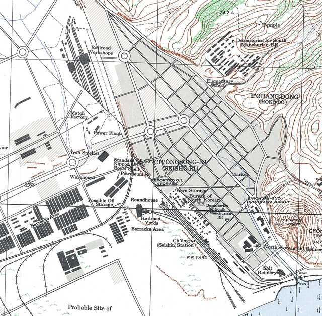 Map Chongjin Railroad Workshops 1946 (US Army)