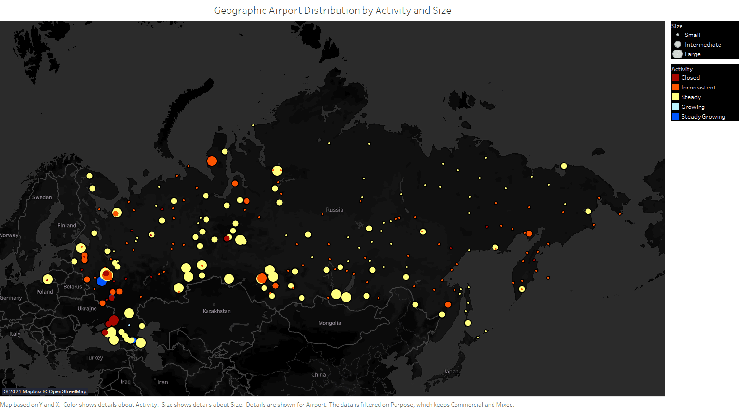 Geographic Distribution of Airports by Size and Flight Frequency