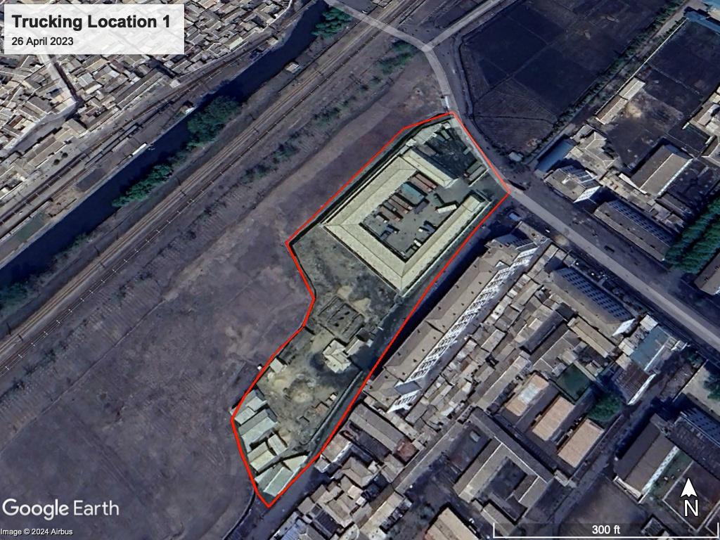 Overhead imagery of a trucking location in Hamhung North Korea after development.